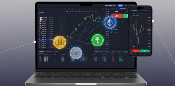 Tradeel trading dashboard showing cryptocurrency market data